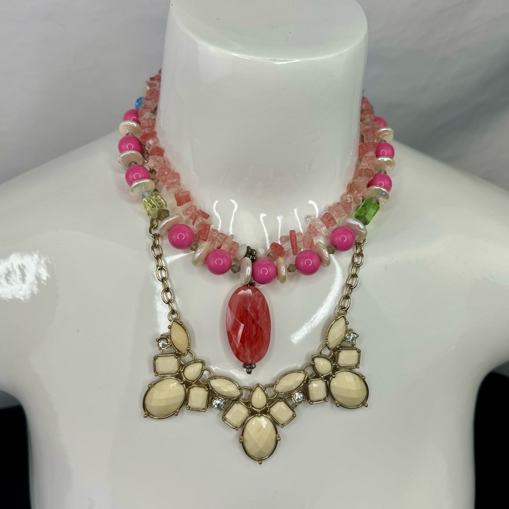Vintage Costume Necklace Bundle Shorter Statement Fun Summer Style